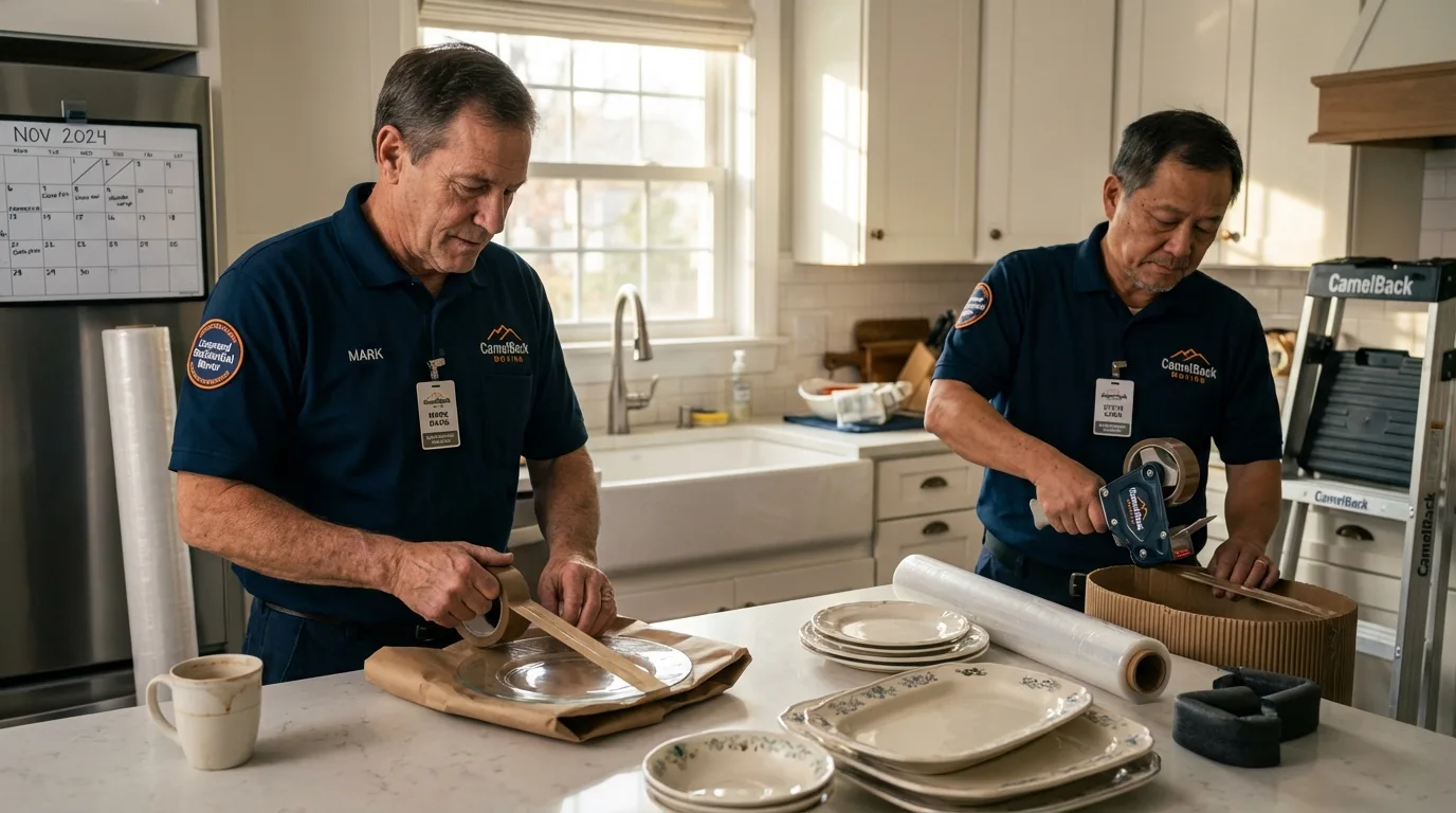 Professional crew packing kitchen dishware in Ogdensburg, NJ